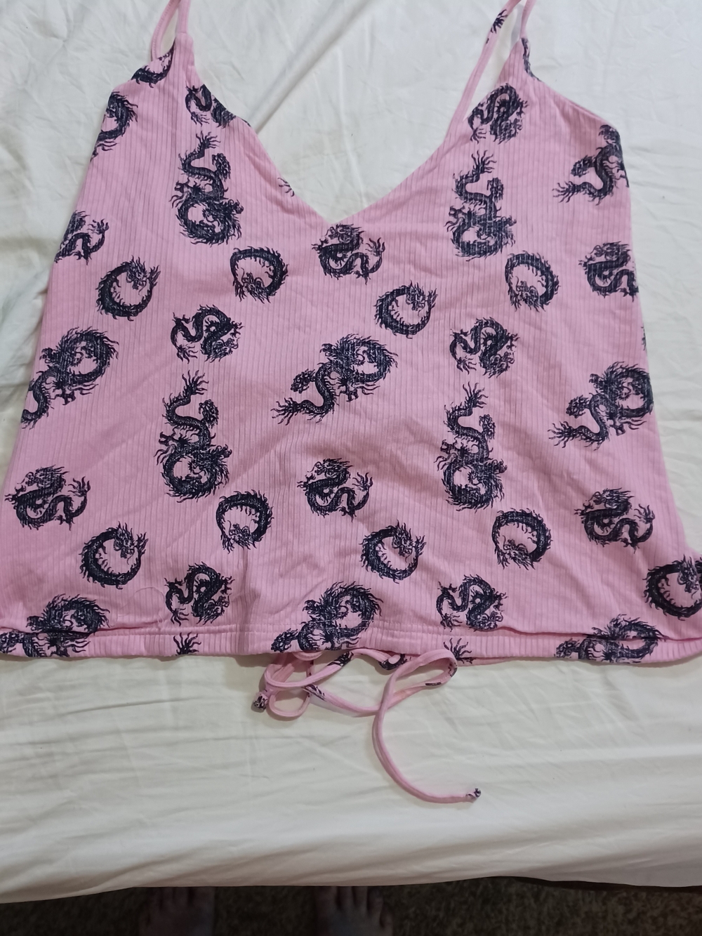 Rue21 Pink Tank Top with Black Dragon Print